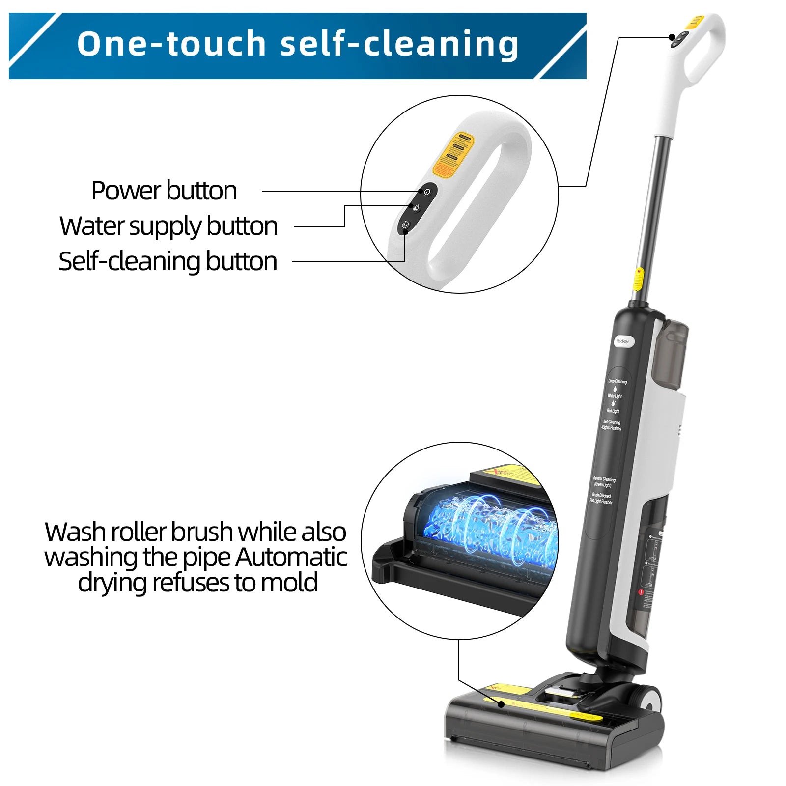 Redkey W12 SE Wet Dry Vacuum Cleaner Cordless Smart Mop Washing Multi-Surface Wireless Handheld Floor Washer Self-Cleaning