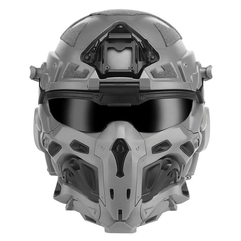Assault Helmet Tactical Helmet Mask Integrated Modular Design Built-in Communication Headset Anti-Fog Fan Replaceable Lenses
