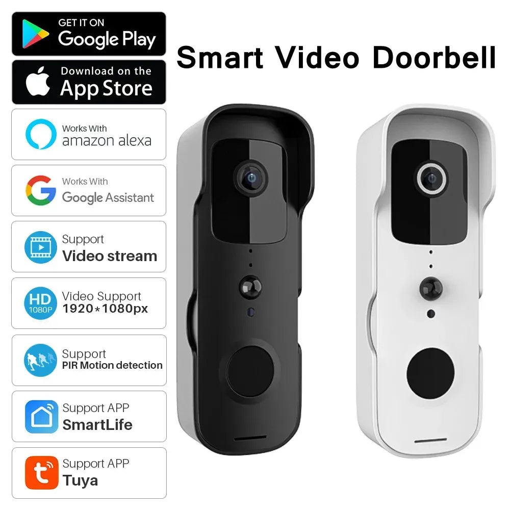 Tuya Smart Home 1080P Video Door Bell Camera Outdoor Wireless Doorbell Night Security Intercom Cam For Alexa Google Smart Life