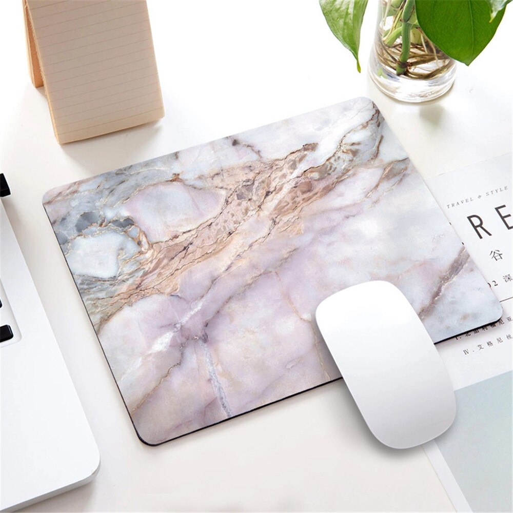 Marble Nordic Style Small Mouse Pad Computer Laptop Mousepad Rectangle Non-slip Rubber Base Deskpad Table Mat Desk Accessories