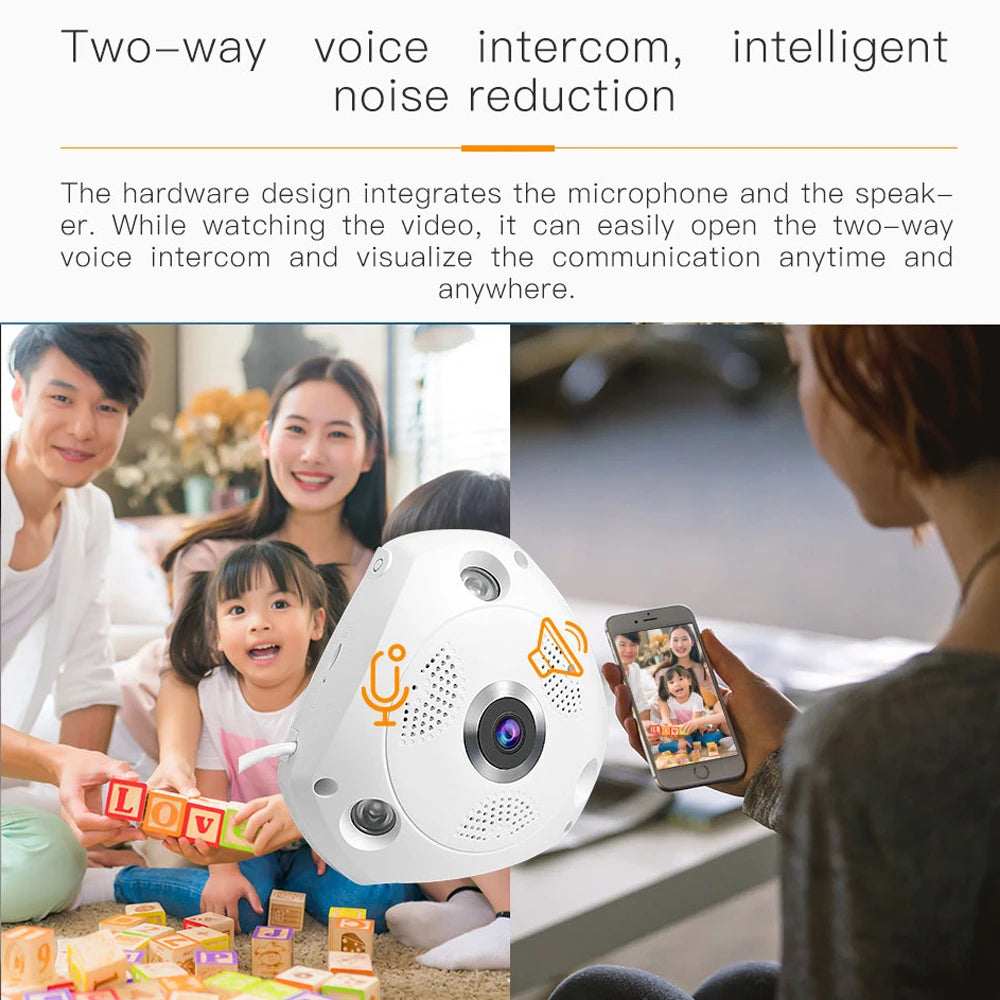 UTOOEE 5MP 360° Panoramic WIFI Camera Fisheye VR Home Surveillance IP Camera Motion Detection Alarm IR Night Vision V380