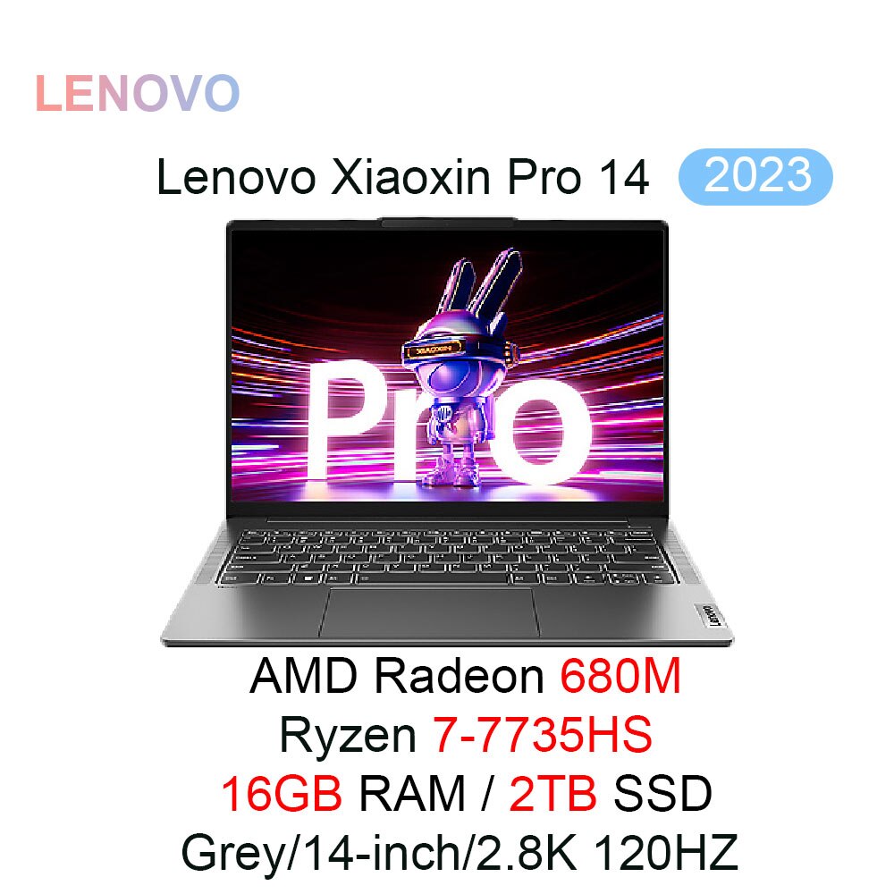 2023 Lenovo Xiaoxin Pro 14 Laptop AMD R7 7735/7840HS Radeon 680M/780M 16GB/32GB RAM 1TB/2TB SSD 2.8K 120HZ 14inch Slim Notebook