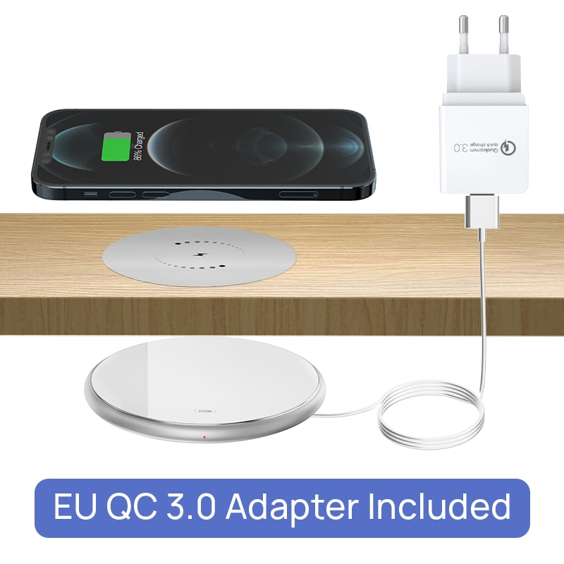 KPON Invisible Wireless Charger Hidden Long Distance Wireless Phone Charger Under Desk QI 10W Furniture Wireless Charging Pad