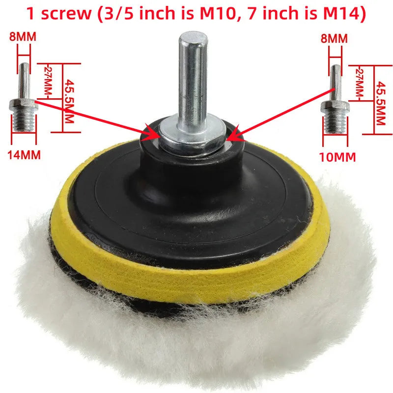 3/5/7inch CarPolishing Disc 8Pcs/Set Self-Adhesive Buffing Waxing Sponge Wool Wheel Polishing Pad For Car Polisher Drill Adapter