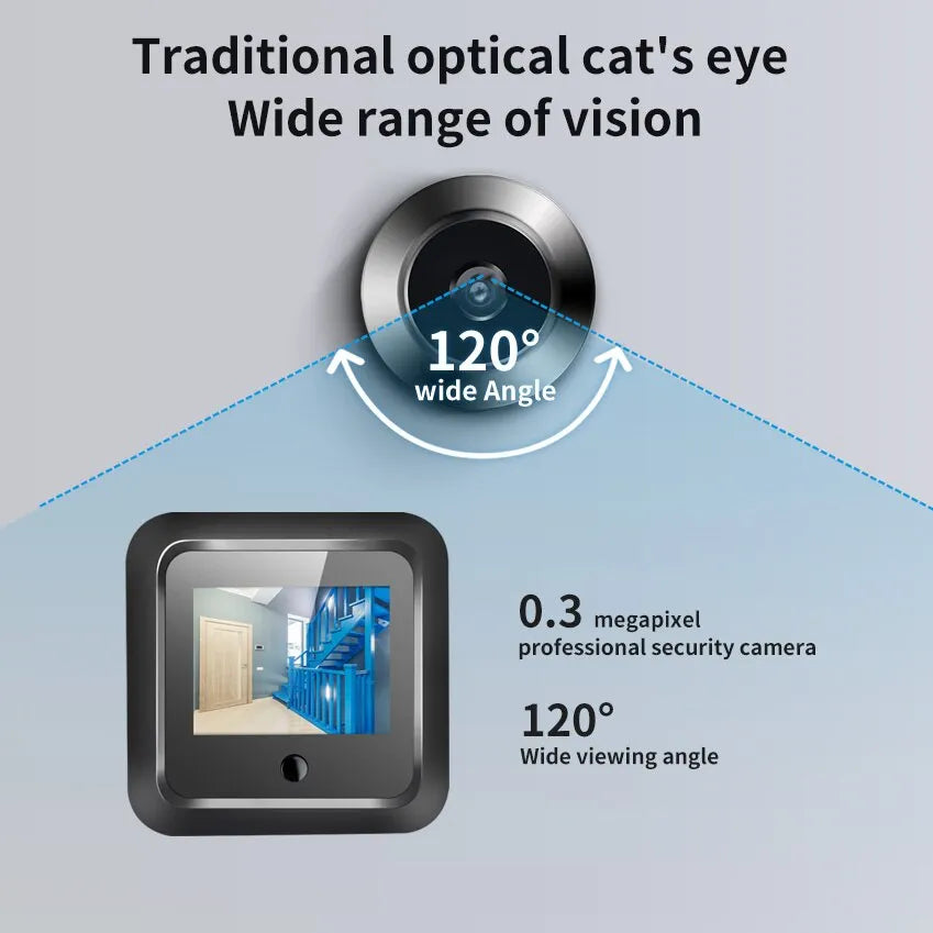 New 2.4 Inch Peephole 120° Smart Digital Door Viewer Camera Security Monitor 240x320 HD Visual Doorbell 300000 Pixels Resolution