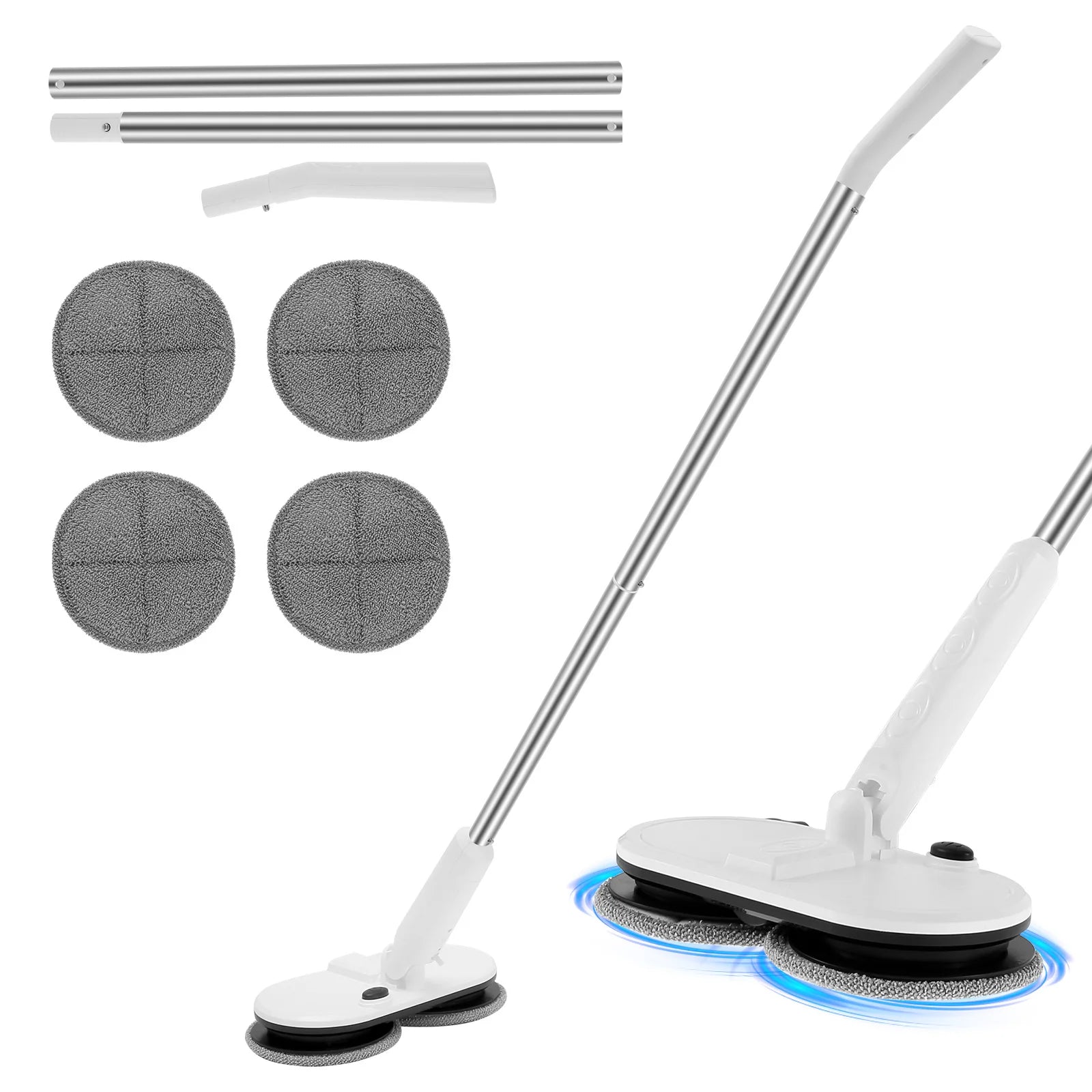 Cordless Electric Mop with 4 Mop Pad Rechargeable Electric Mop Floor Cleaner Dual Head Spin Mop Efficient Hardwood Floor Cleaner