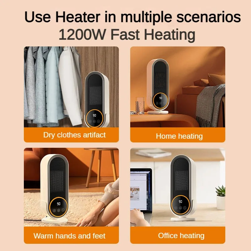 1200W Remote Control Heater Desk Heater for Room LCD Touch Screen Display Fast Space Heating Two Gears Timeable Electric Heaters