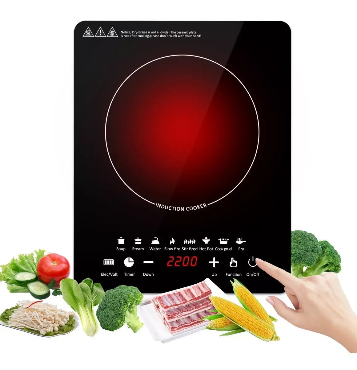 Portable Induction Cooktop Induction 8 Temp Touch Single Burner Cooker With Ultra Thin Body Low Noise Hotplate 2200W Sensor