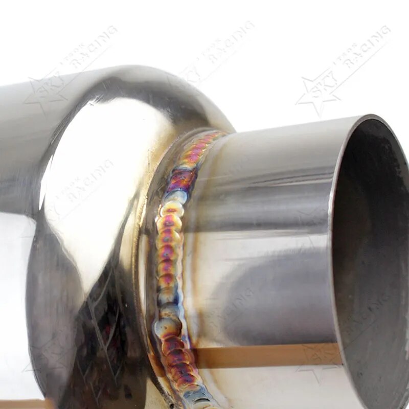 Exhaust Muffler Pipe Resonator Car Tube Spiral Silencer Deep Sound 63mm 2.5 Inch Inlet 2.5inch Outlet Stainless Steel Weld-on