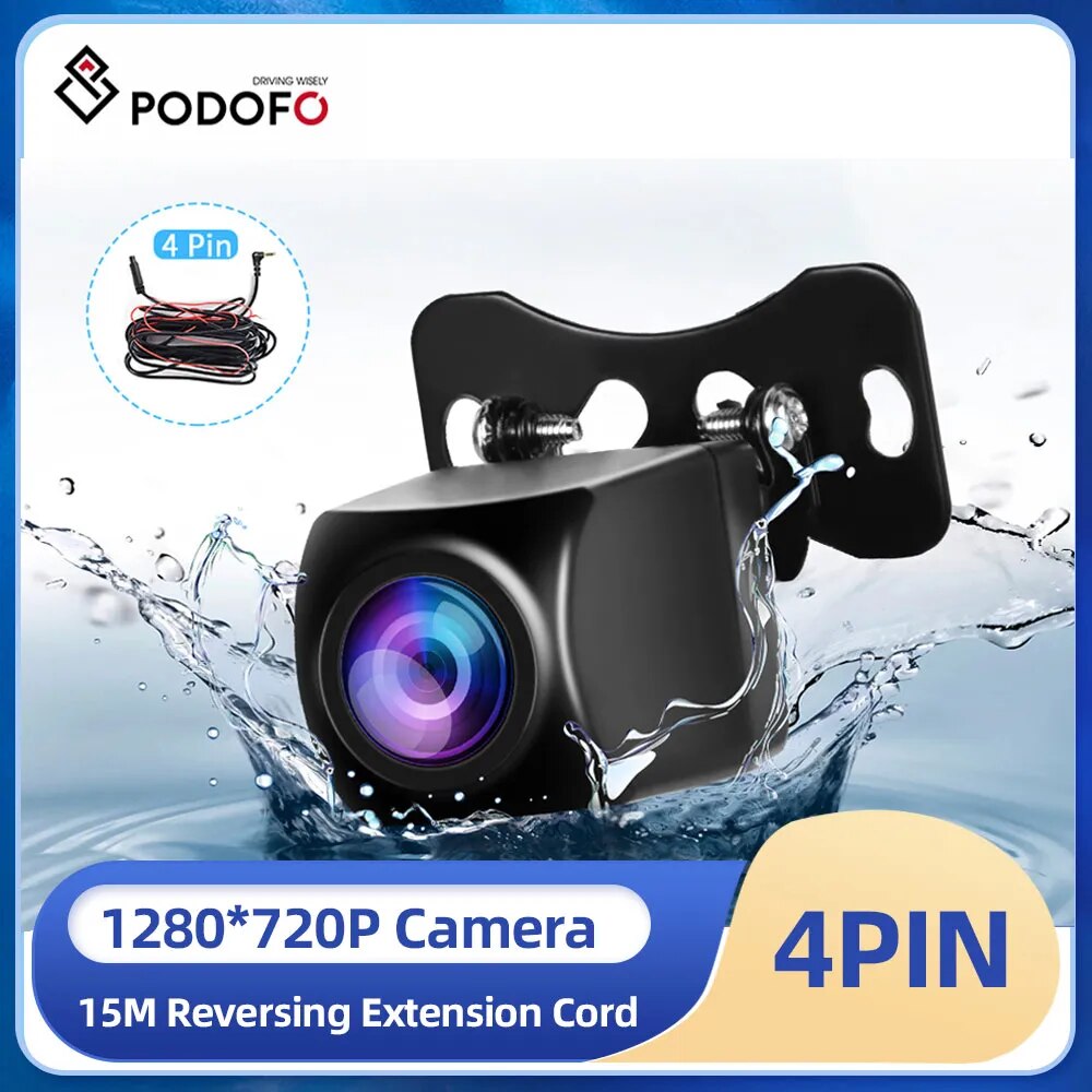 Podofo 4PIN Full Color HD Reversing Camera 15M Reversing Extension Cord 2.5mm AVIN port