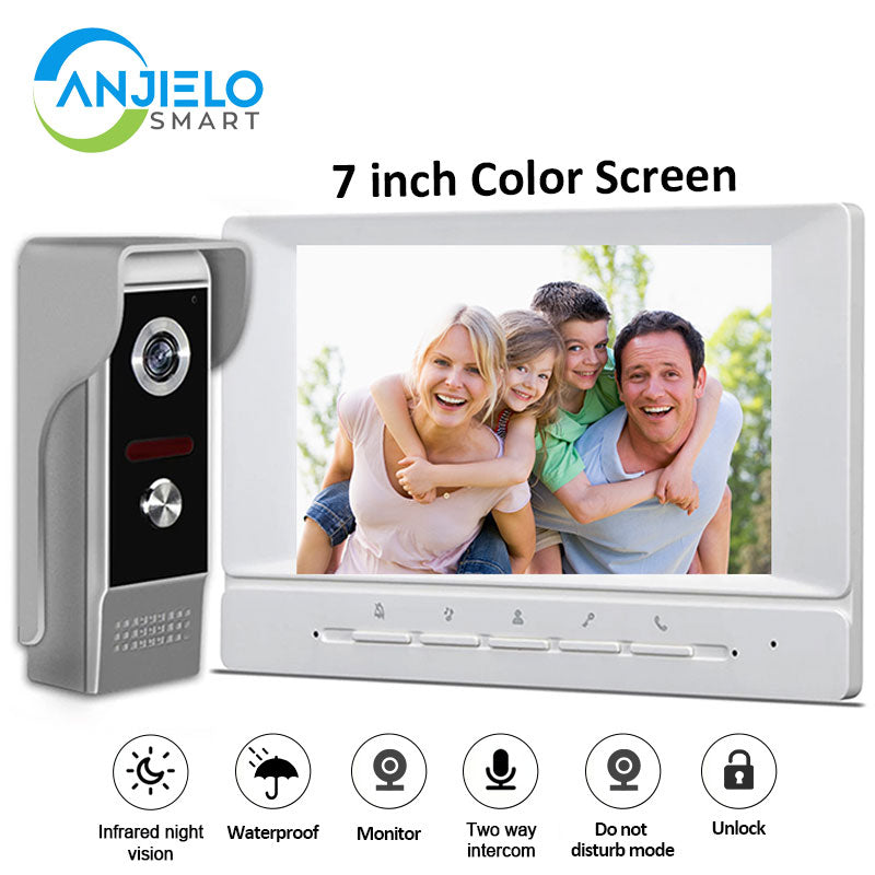 Anjielosmart 7 Inch Video Porteiro Intercom Smart Home Security Protection System Interfone Doorbell Camera for Apartment Domofo