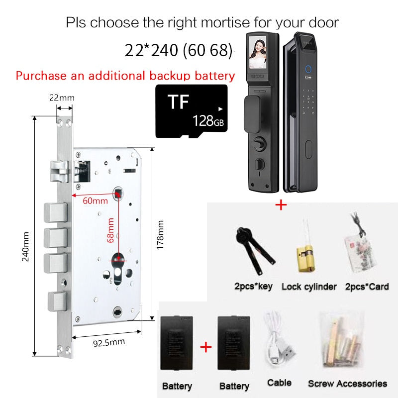 Fully Automatic WIFI APP 3D Face Recognition Smart Lock Fingerprint Biometric Card Key Digital Lock Home Smart Lock