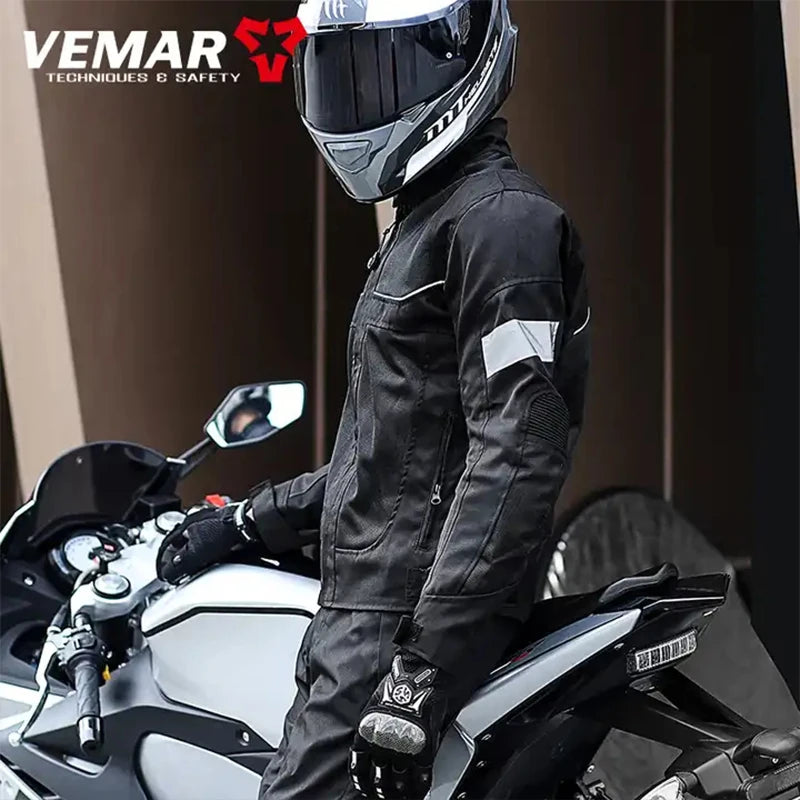 Vemar Summer Motorcycle Jacket Men's Motocross Jacket Motorcyclist Jacket Protective Gear Coat Racing Reflective Oxford Clothing