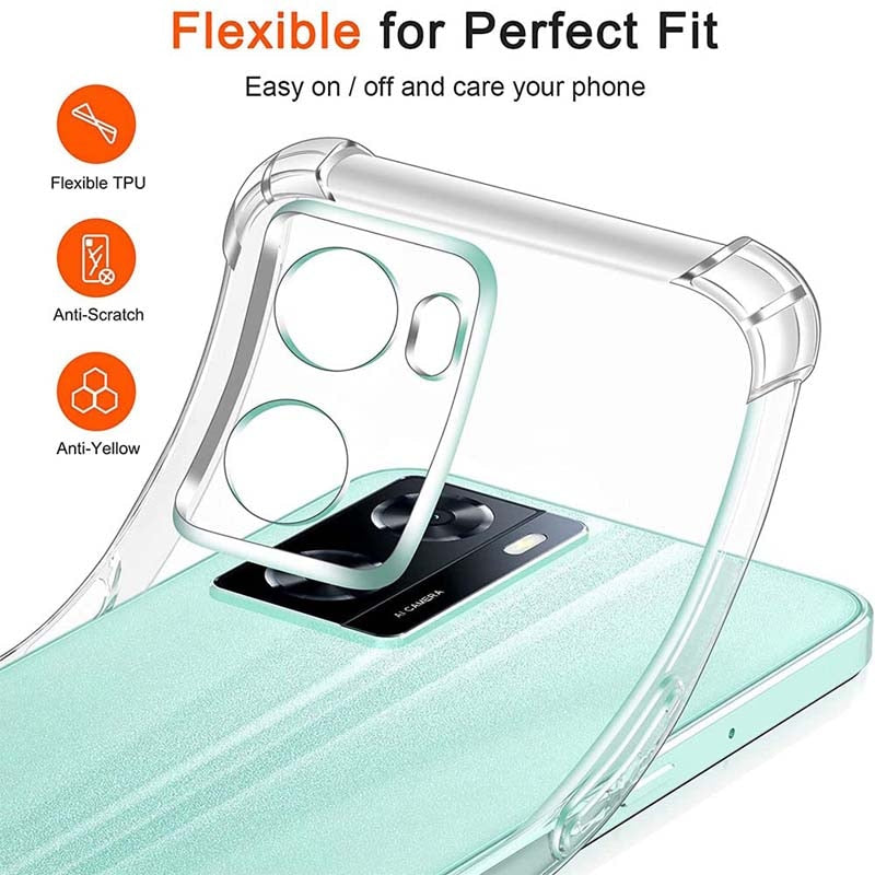 Clear Case For Oppo A57 4G A77 5G A77s A57s A57e Thick Shockproof Soft Silicone Phone Cover for Oppo A94 5G A76 A96 A78 5G A17