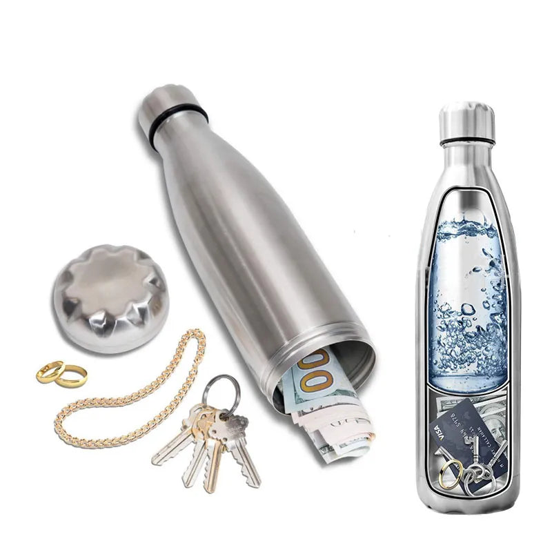 Secret Hidden Safe Diversion Water Bottle Steel Secret Stash Spot Can Hidden Safes Storage Compartment for Cards Keys Cash Money