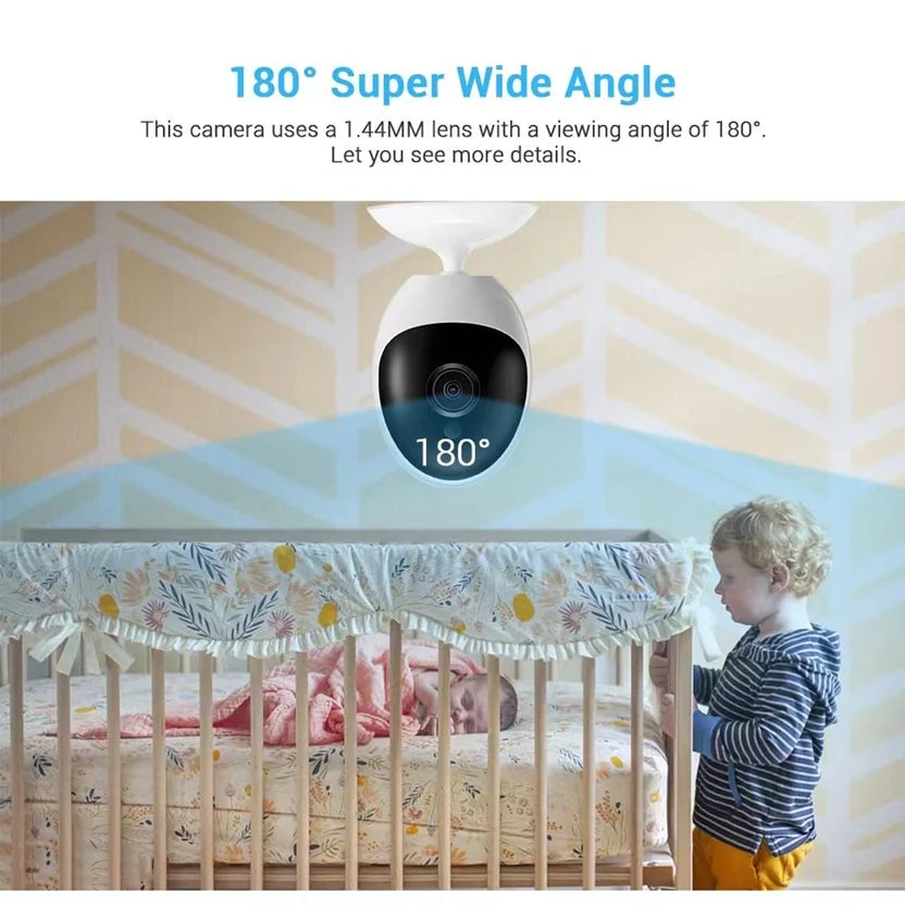 180 Degree Panoramic Camera Wide Angle 1.44mm Fisheye 1080P Indoor Two Way Audio Day and Night Vision ICSEE APP WiFi CCTV Camera