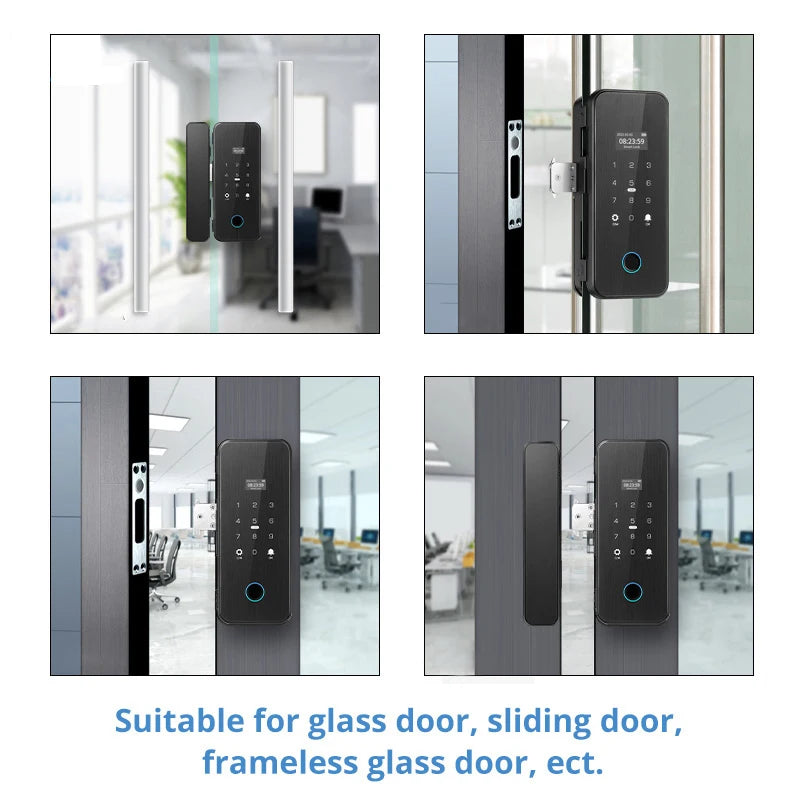 Smart Lock For Glass Door Wooden Door Or Wifi Tuya Smart Biometric Fingerprint Lock Electronic Door Lock Digital Lock Drill free