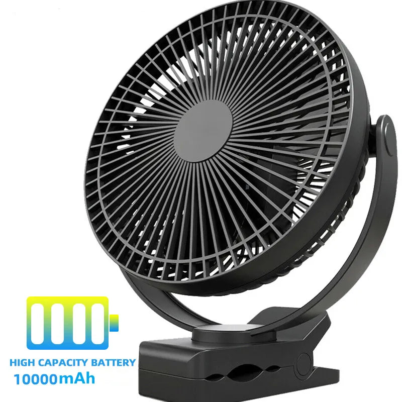 10000mAh Battery Home Appliances Electric Table Fan USB Rechargeable Portbale Outdoor Camping Clip Fan Air Cooling Ventilator