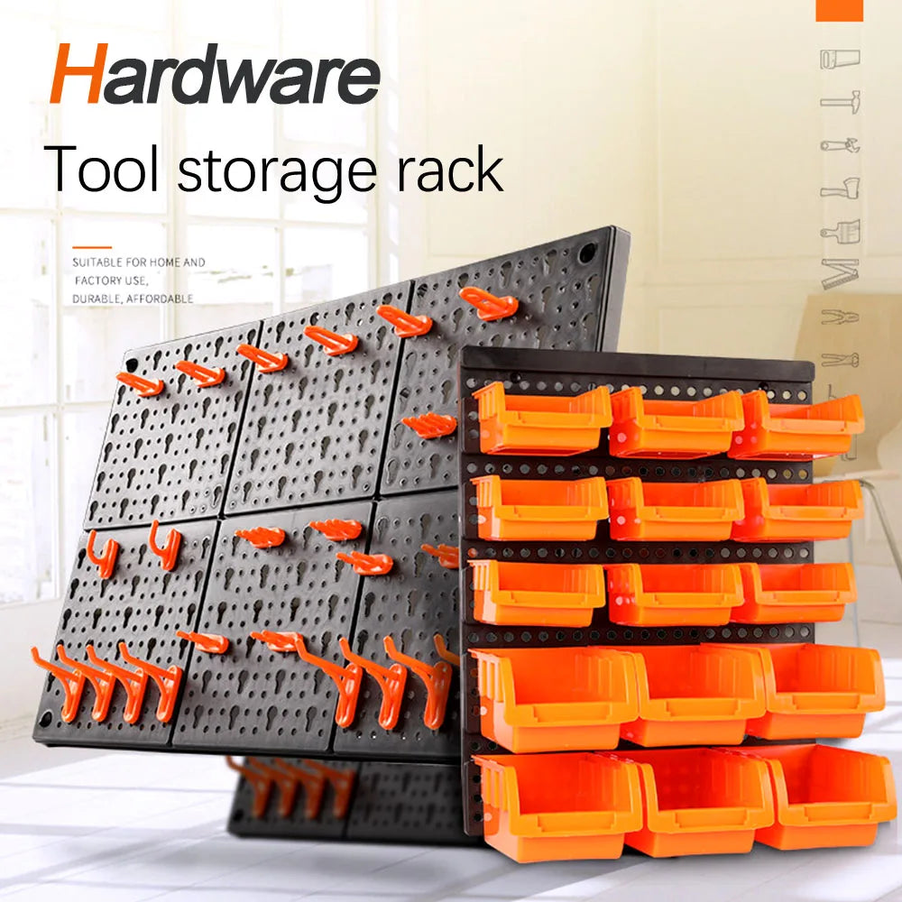 Wall-Mounted Hardware Tool Mount Hanging Board Parts Garage Wall Workshop Storage Rack Screw Wrench Organizer Classification Box