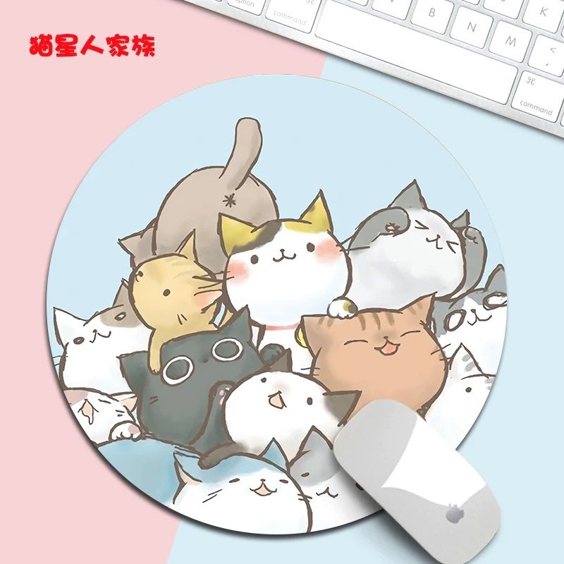 Kawaii Round Celestial Mouse Pad Soft Mat for Game Computer Cap Desk Mat Pads Non-Slip Rubbe PC Waterproof Office MousePad 20cm