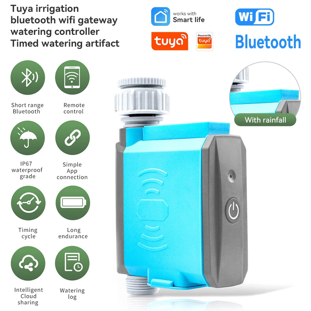Tuya Smart Home WiFi Automatic Irrigation System Garden Watering Timer Drip Irrigation Faucet Valve Controller Bluetooth Gateway