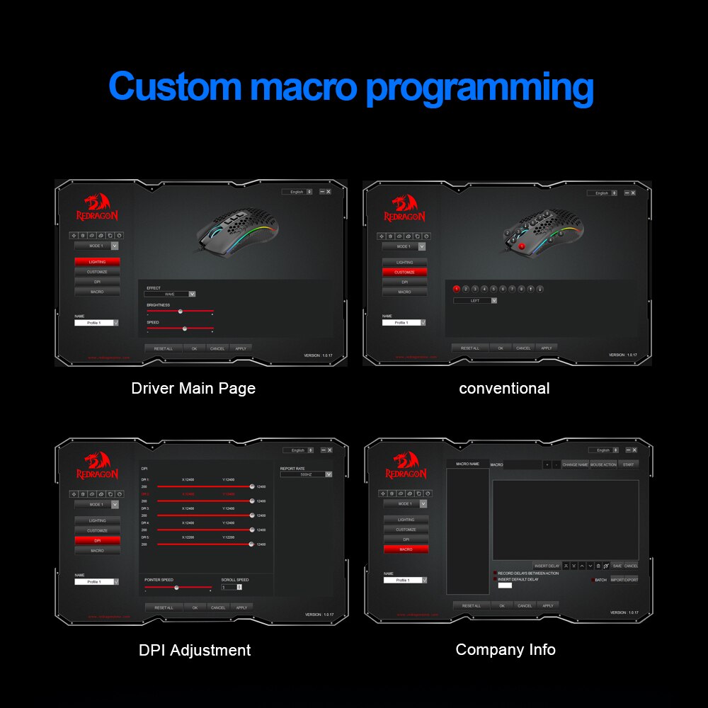 REDRAGON Storm M808 USB Wired RGB Gaming Ultralight Honeycomb Mouse 12400 DPI Programmable Game Mice for Computer PC Laptop