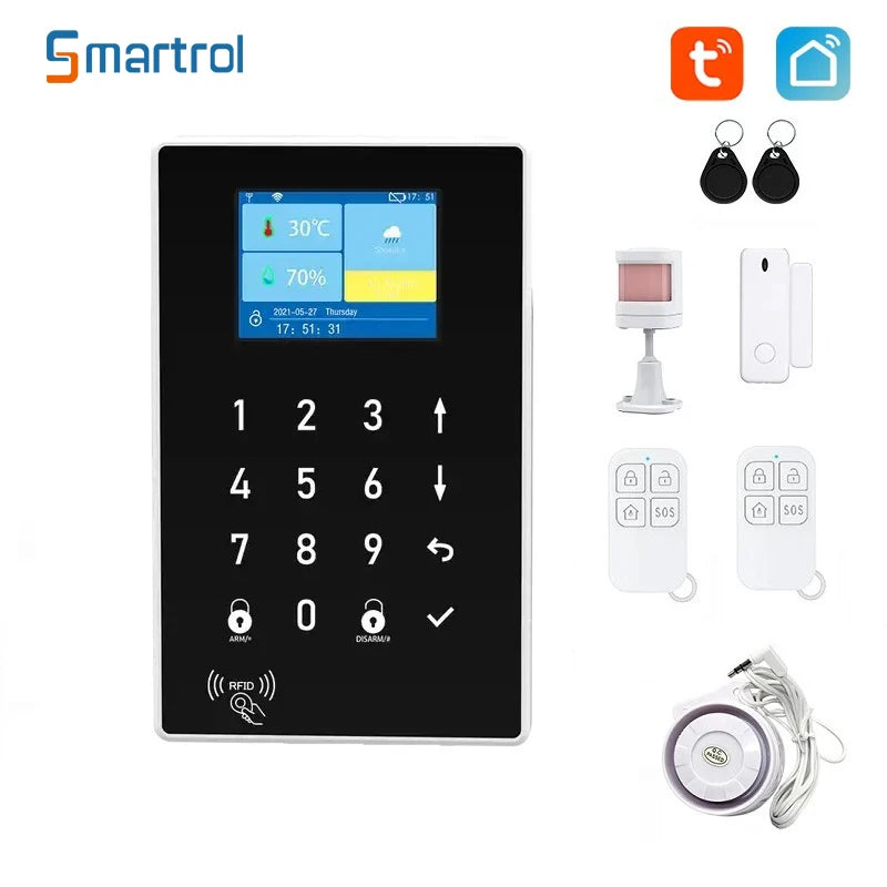 Smartrol Security Alarm System GSM WiFi 2 in 1 Alarme Host Security Protection Sensor for Tuya Smart Home Security Alarms Kit