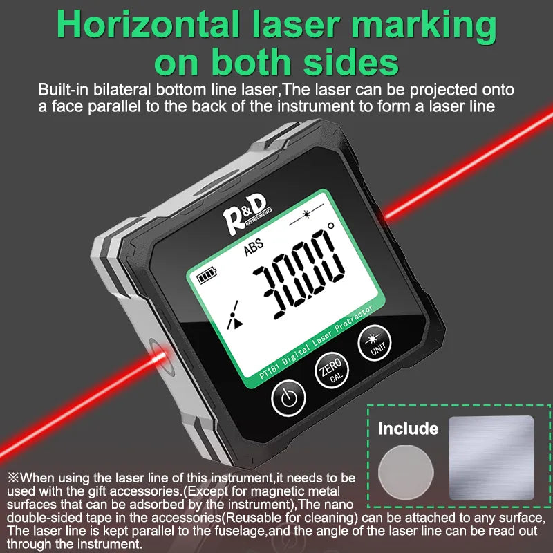 R&D PT180 PT181 Laser  Digital Protractor Angle Measure Inclinometer 3 in 1 Laser Level Box Type-C Charging Angle meter for home