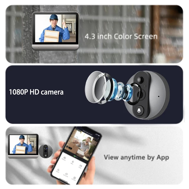 1080P WiFi Video Doorbell Wireless 120 Wide Angle Door Phone Cam Two-Way Audio Intercom Visual Home Security Monitor  doorbell