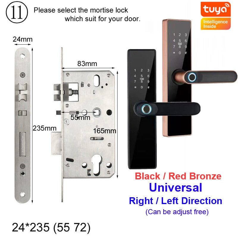 NEW RAYKUBE H4 Tuya Electronic Lock Wifi Smart Door Lock Fingerprint Lock Password IC Card Key USB Charge For Smart Home