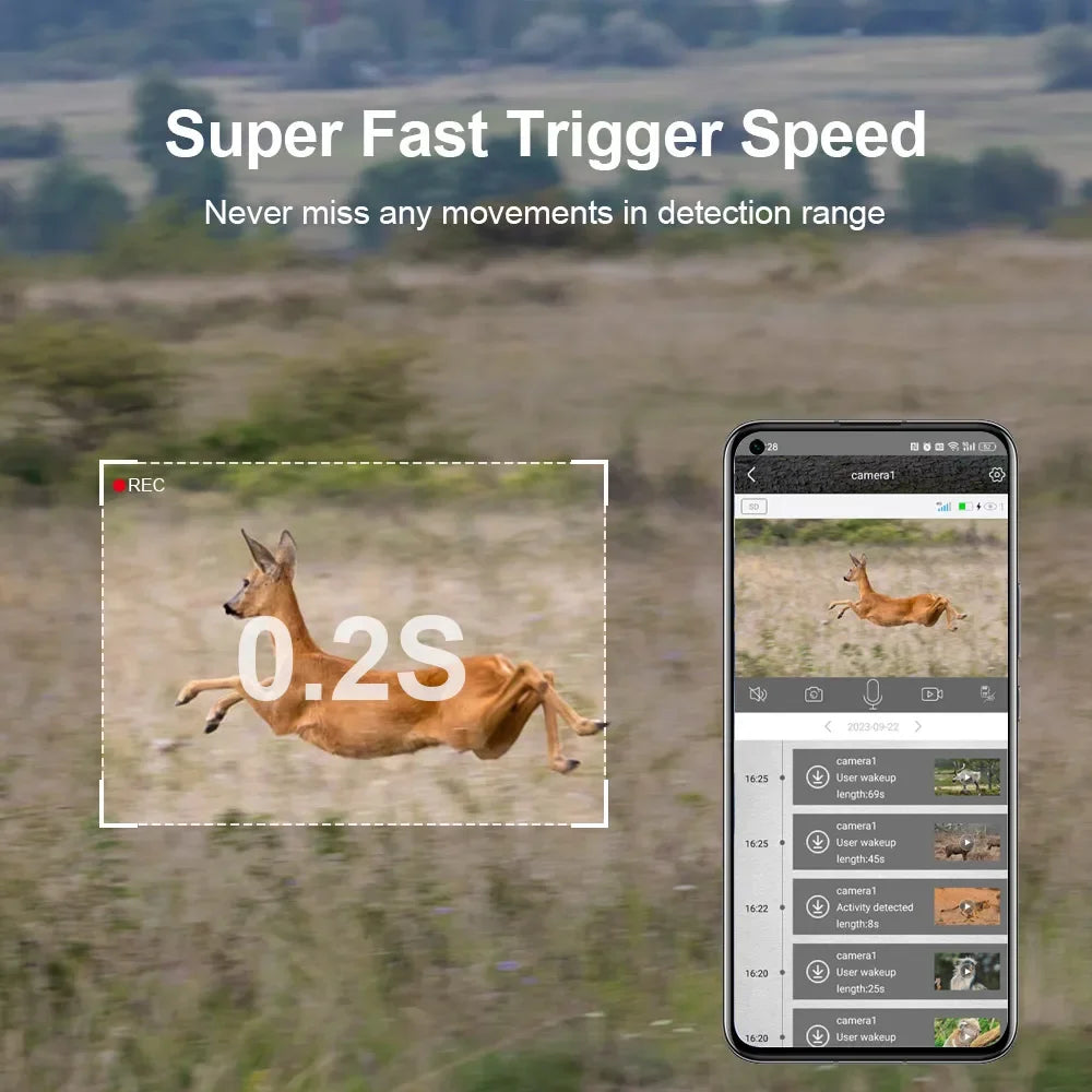 LS VISION Solar Hunting Trail Camera 14MP 4G SIM Card IP66 Waterproof 20M PIR Motion Detection Wildlife Camera IR Night Vision