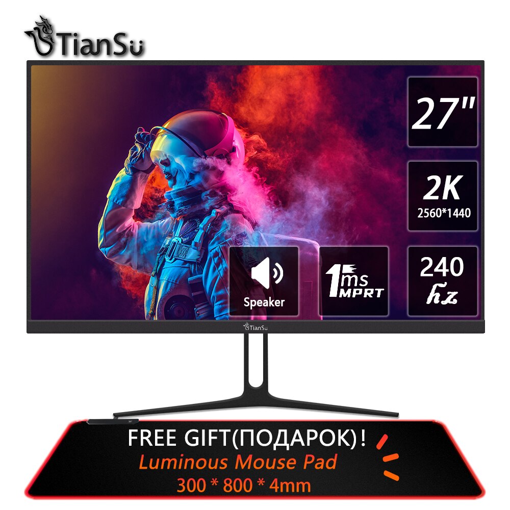Tiansu 27 Inch Computer 2k 144hz Monitor IPS Pc Gamer 165hz Screen Gaming 2 k Monitor 240hz HDMI-Compatible FHD 16:9 Monitors