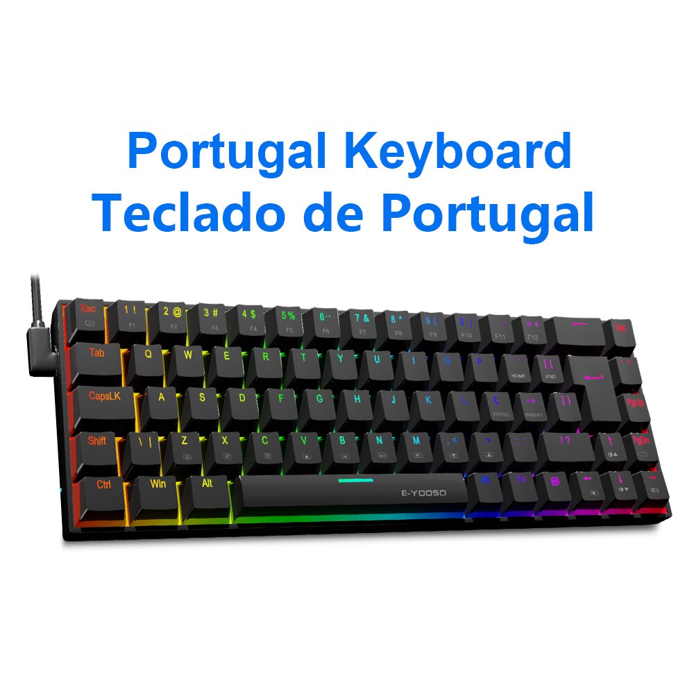 E-YOOSO Z686 RGB USB 60% Mini Slim Mechanical Gaming Wired Keyboard Red Switch 68 Keys Russian Brazilian Portuguese for Compute