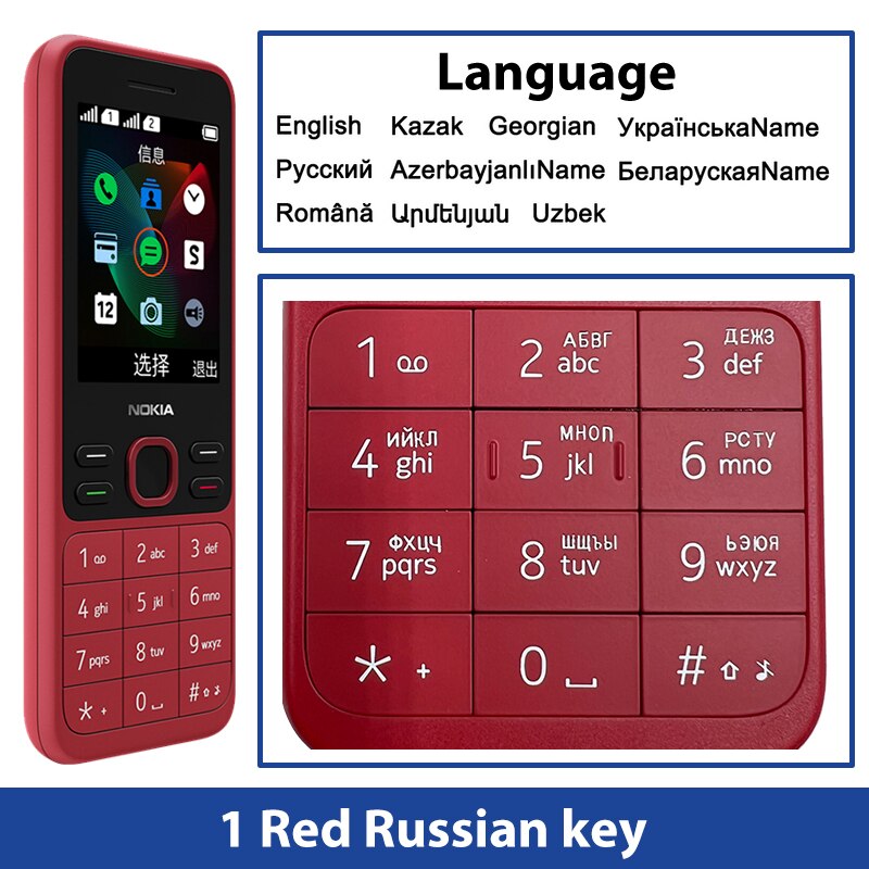 Original and New Nokia 150 2G Mobile Phone Multilingual 2.4 inch Dual SIM Cards Bluetooth FM Radio 1020mAh Feature Mobile Phone