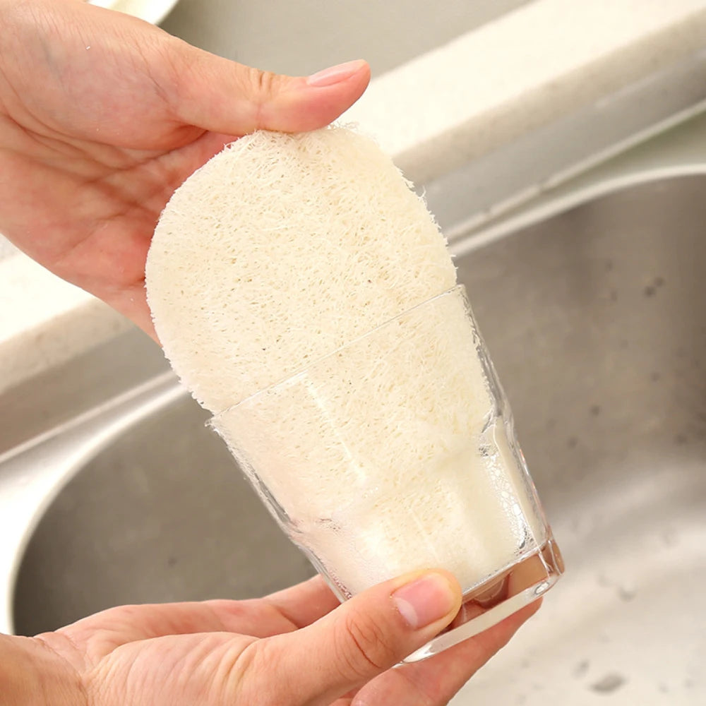 5Pcs Natural Luffa Sponge Dish Washing Cloth Loofah Scrub Pad Dish Pot Scrubber Sponge Household Kitchen Clean Brushes Pad