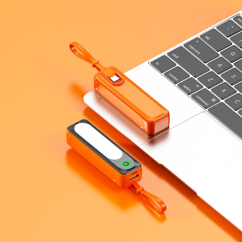 Pocket Power Bank 5000mAh Built in Cable Mini Spare PowerBank External Battery Portable Charger For iPhone Huawei Samsung Xiaomi