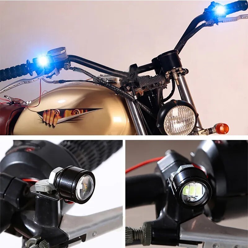 4PCS Motorcycle LED Eagle Eye Driving Light Reverse Backup Light Fog Lamp Headlight 12V 3W Daytime Running Lamp Moto Accessories