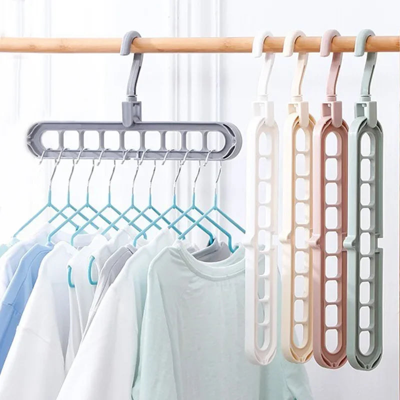 9-hole Clothes Hanger Organizer Space Saving Hanger Multi-function Folding Magic Hangers Drying Racks Scarf Clothes Storage