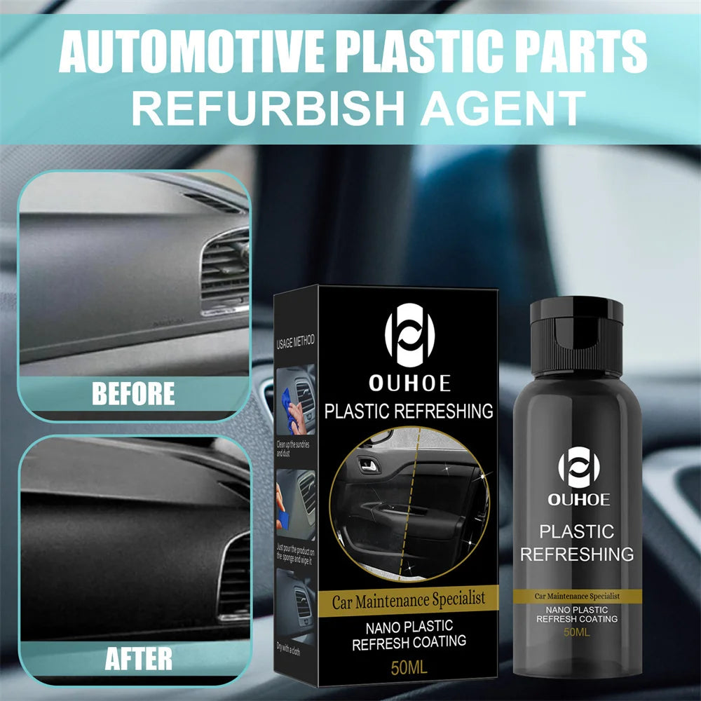 30ml/50ml Plastics Revitalizing Coating Agent Car Refurbishing Agent With Sponge Plastics Parts Refurbish Agent For Car Easily