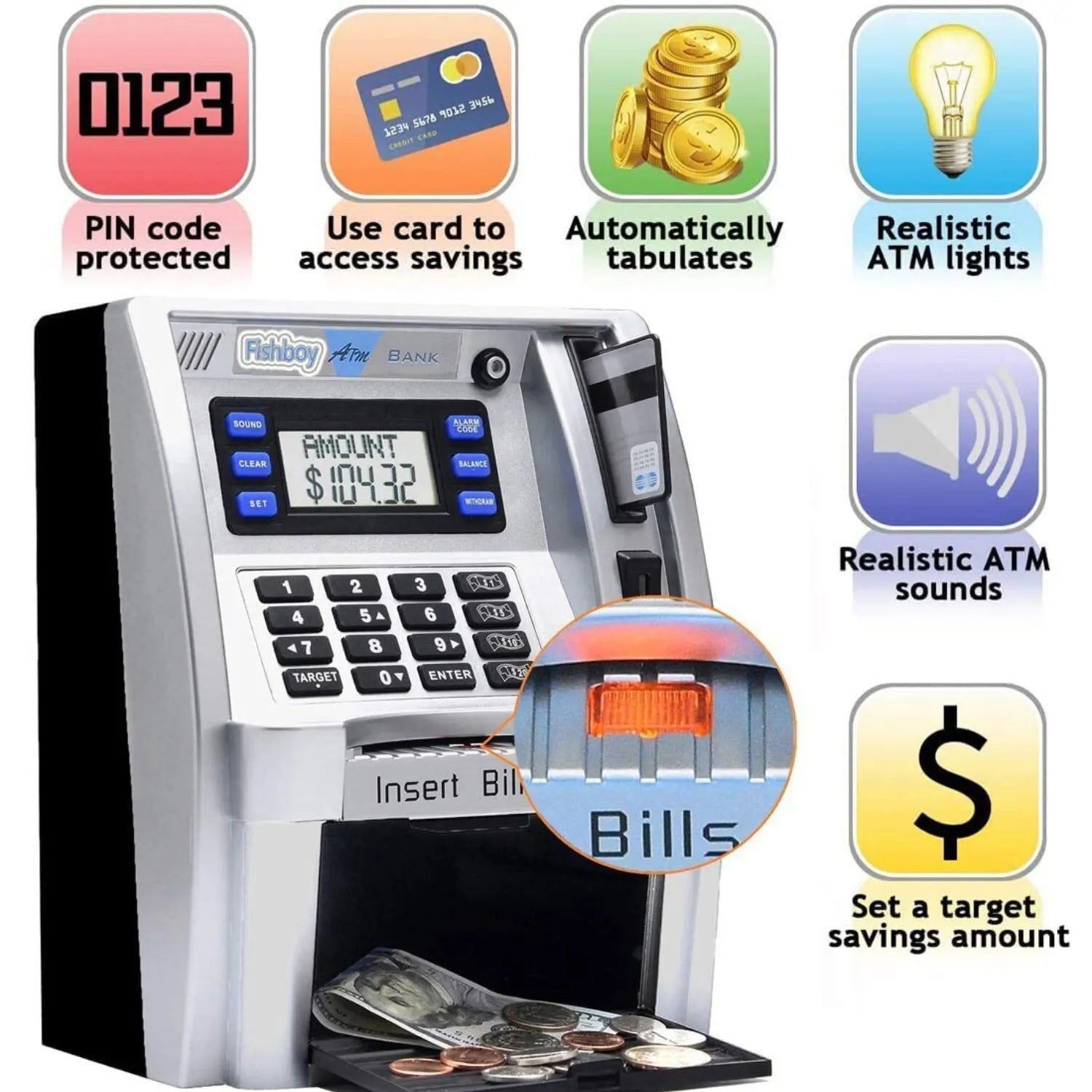 New ATM Electronic Bank Password Money Box Cash Coin Deposit Box Safe Automatic Deposit Money Note Christmas Gift