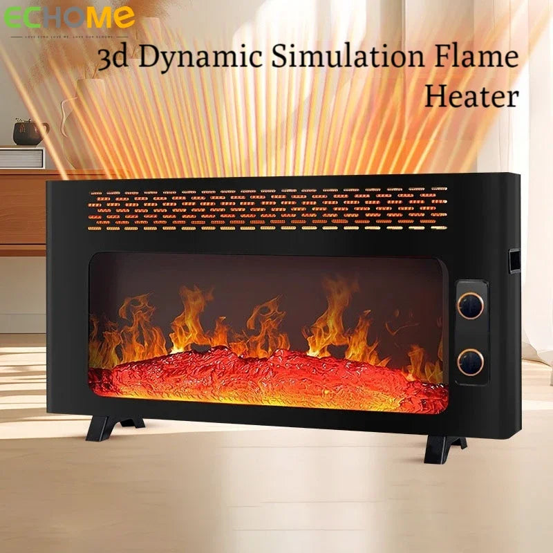 Electric Heater 3D Simulation Flame Electric Fireplace Heater Household Energy-Saving Bedroom Office Winter Warmer Air Blower