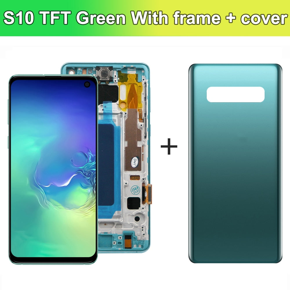 High Quality TFT For Samsung Galaxy S10 SM-G973F SM-G973U SM-G973W LCD Display Touch Screen Digitizer Repair Parts With Frame