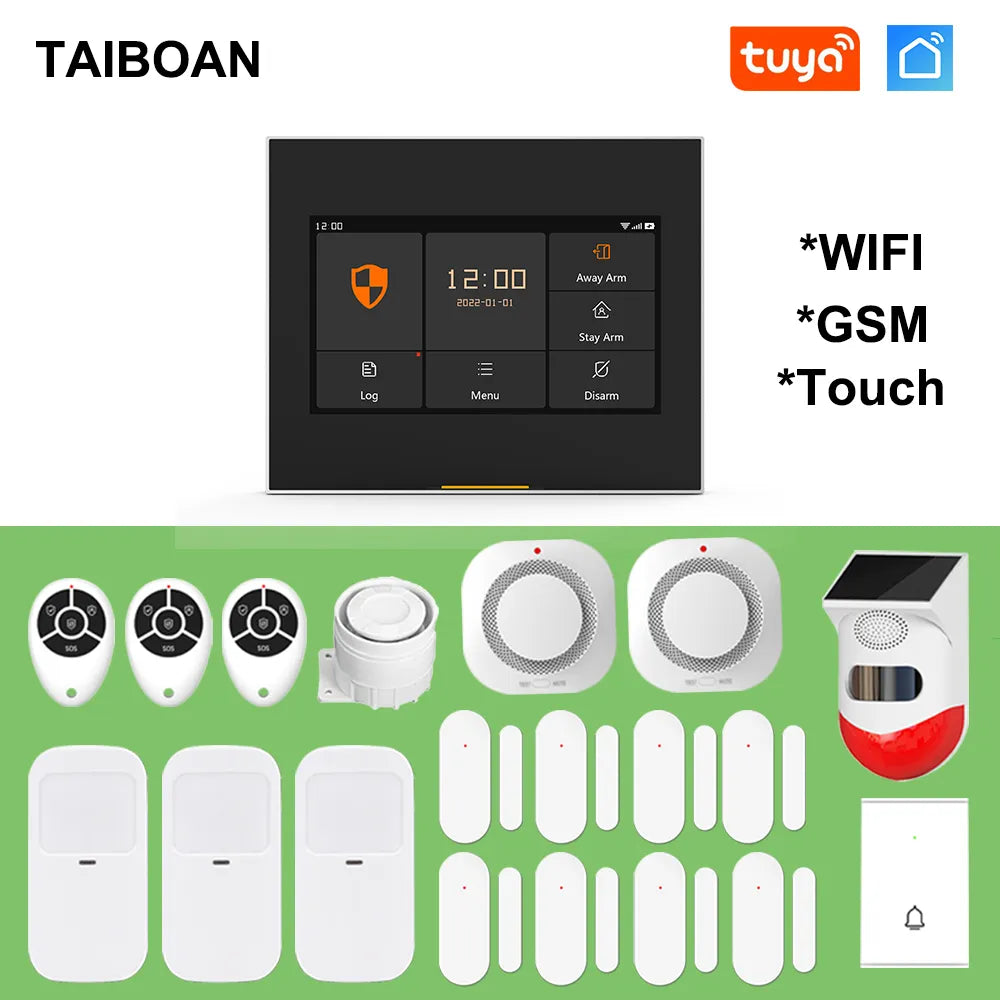 TAIBOAN Wireless WiFi GSM H501 Alarm System Kits Tuya Smart App Control Touch Screen Panel Work With 433MHz Accessories