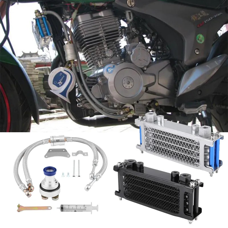 65ML Motorcycle Oil Cooler System Kit Fit For Honda CB CG 100CC-250CC Engine With Left Bottom Filter Cap