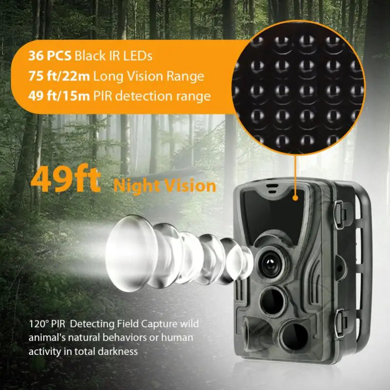 Night Vision Hunting Trail Camera 1080p Wildlife Camera Outdoor 16mp Hunting Cameras Hc801a Motion Activated Ip65 Pir Sensor