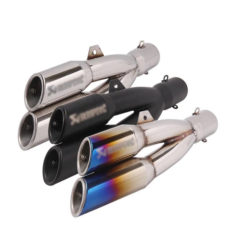 51mm Universal Motorcycle Double Pipe Exhaust Muffler Pipe Stainless Steel Motorcycle Double Pipe Exhaust Pipe Modify Accessorie