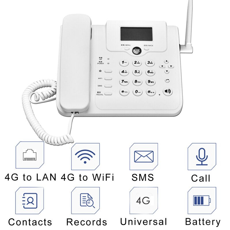 Wireless Landline Phone Networking Modem Sim Card 4g Wifi Router LTE Mobile Hotspot Desk Fixed Telephone Home LCD Display W101W