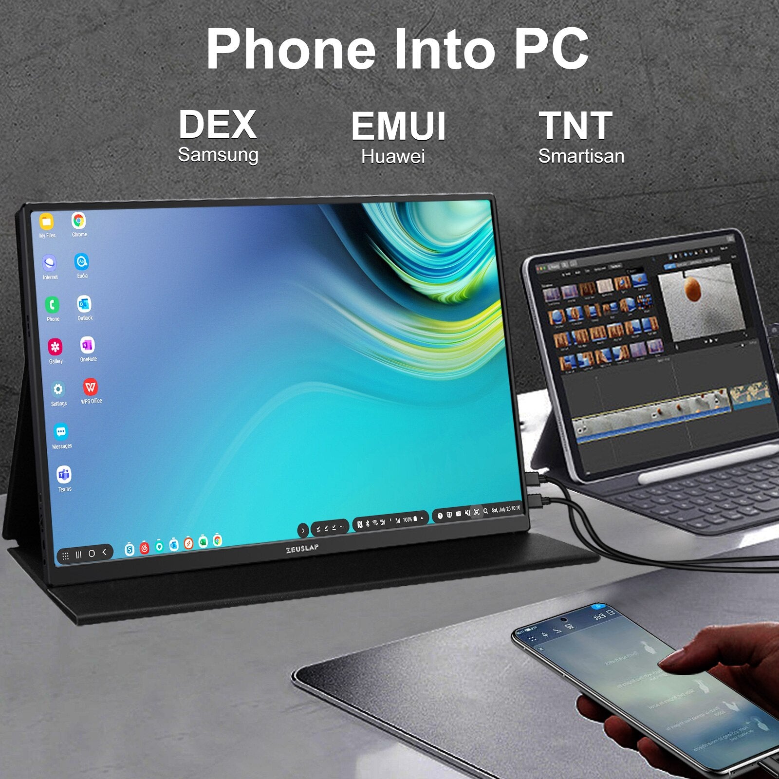 ZEUSLAP Z16Lite 16inch Portable Monitor 1200P 100percent SRGB Gaming Computer Display for Steam Deck Laptop Switch PS4 PS5 Xbox