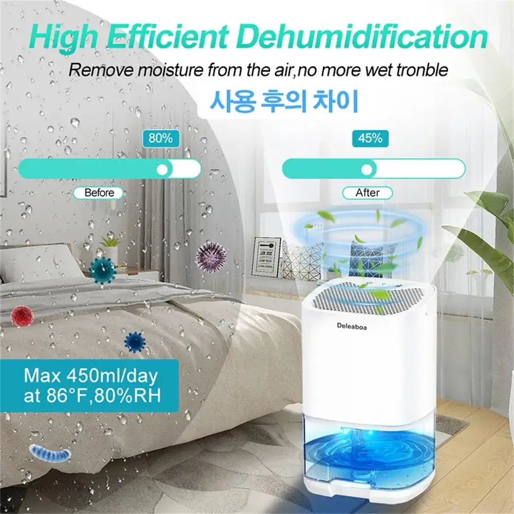 1000ml Dehumidifier With Basic Air Filter 2 in 1 Quiet Moisture Absorbers Cost-Effective Air Dehumidifier For Home Room Kitchen