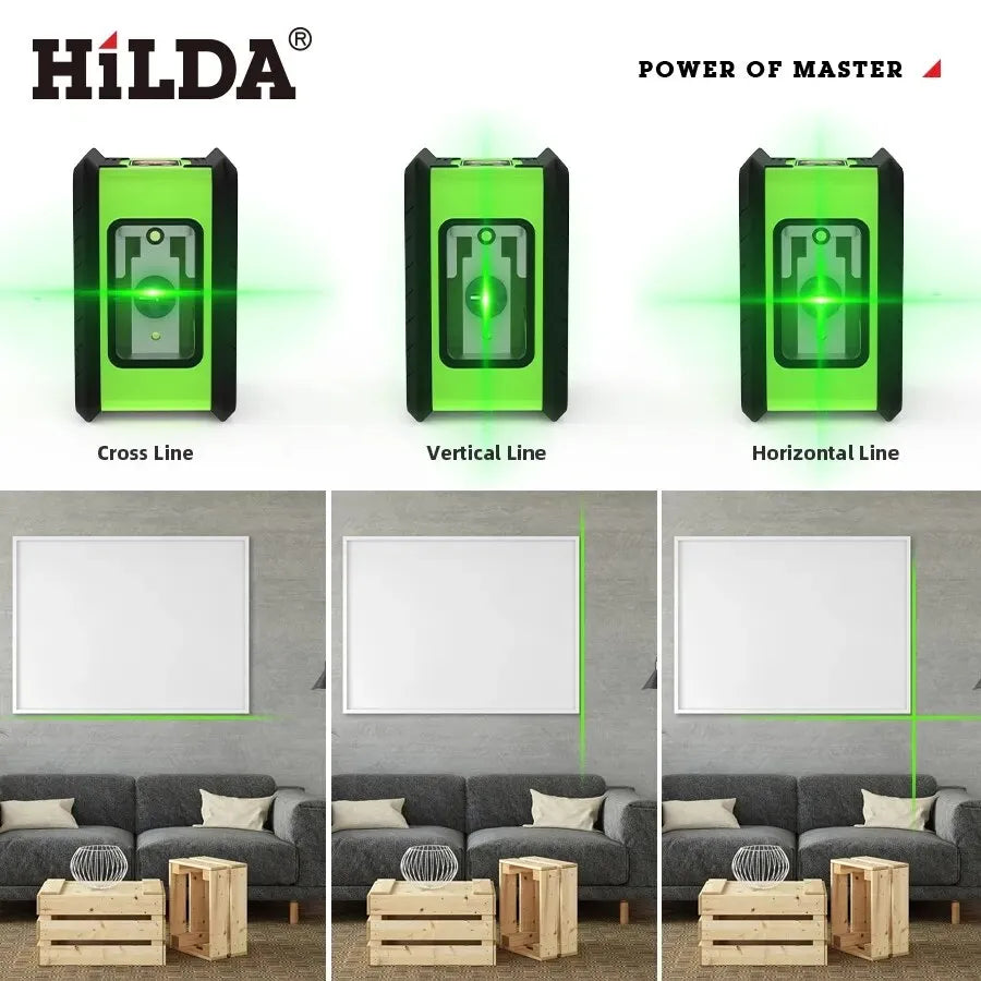 Hilda 2 Mini Lines Laser Level Self Levelling Green Beams Laser Horizontal & Vertical Cross-Line
